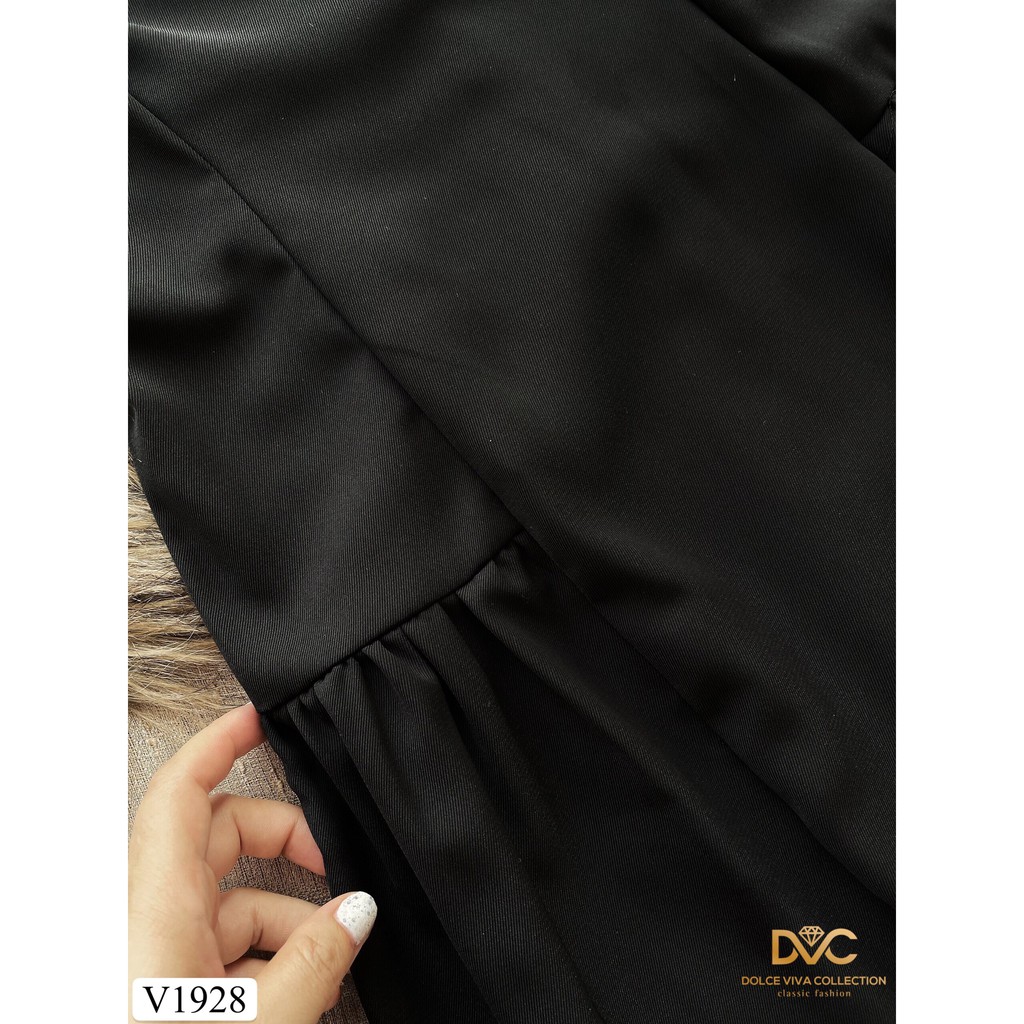 Váy đen xòe phối nơ trắng V1928 - Đẹp Shop DVC (Kèm ảnh thật trải sàn do shop tự chụp) | BigBuy360 - bigbuy360.vn