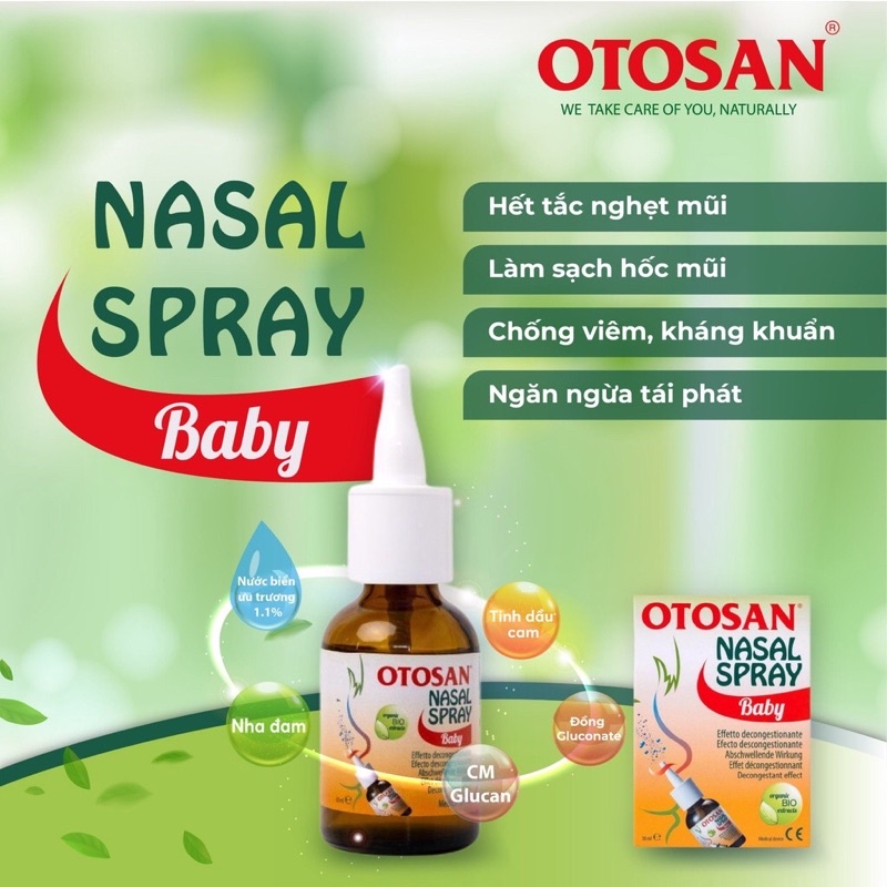 Xịt mũi OTOSAN Nasal Spray Baby - Thông mũi , Không khô mũi