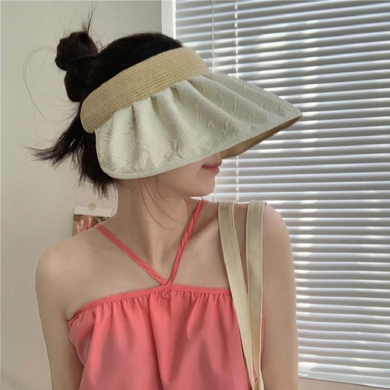 Nón Cói Đi Biển Vành Rộng Hở Đầu Vải Hoa Văn 2 Mặt L2137