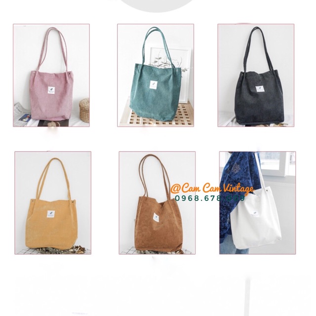 TÚI VẢI TOTE VẢI NHUNG STYLE HÀN QUỐC CÚC MIỆNG - VẢI 3 LỚP DÀY DẶN