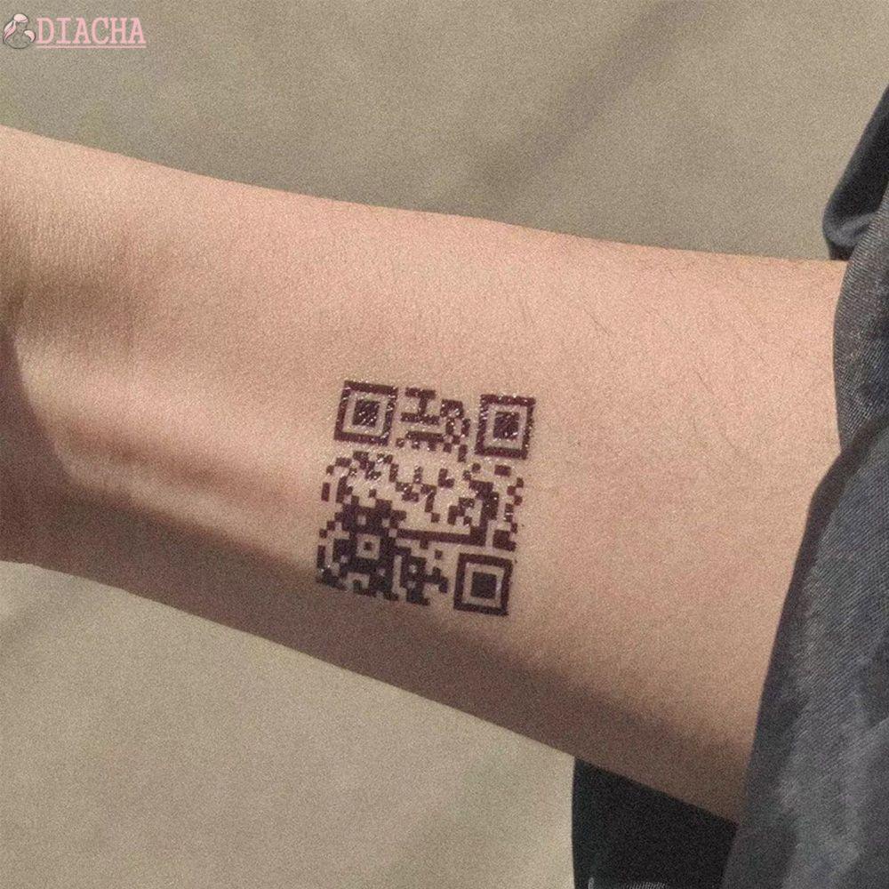 [Hàng mới về] QR Code Tattoo Stickers Waterproof Can Scan The Confession Two-Dimensional Code Body Art