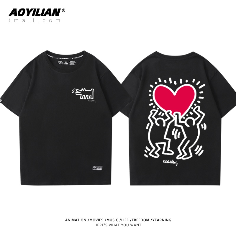 Keith Áo Thun cotton Ngắn Tay Form Rộng Thời Trang Mùa Hè Cho Cặp Đôi