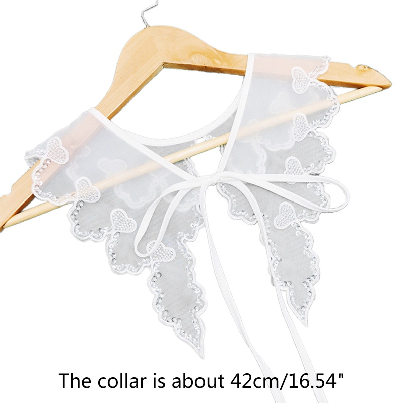 Khăn Choàng Cổ Thêu Họa Tiết Trái Tim Đính Hạt Sequin Dễ Thương Thời Trang Cho Nữ