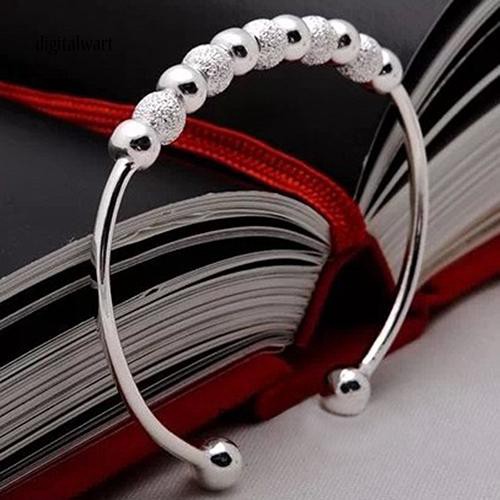 Vòng tay mạ bạc dạng hở thiết kế xỏ 9 hạt châu lấp lánh sang trọng dành cho nữ | BigBuy360 - bigbuy360.vn