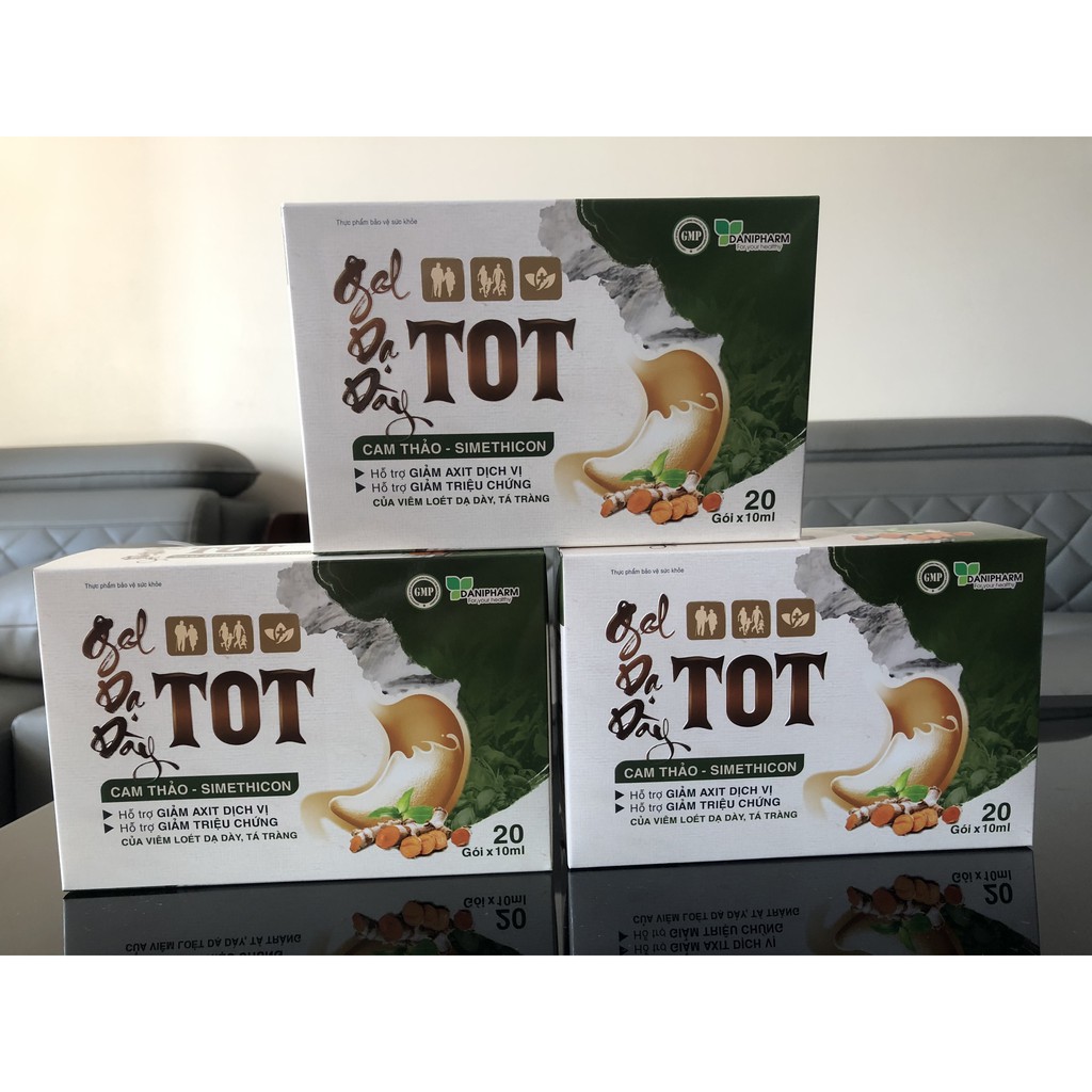 Dạ dày-Gel dạ dày TOT- DANIPHARM, trung hòa acid, giảm acid dịch vị, tạo lớp màng nhầy bảo vệ niêm mạc dạ dày, tá tràng