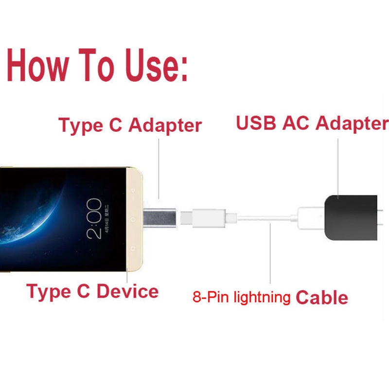 Cáp ChuyểN ĐổI 8 Pin Sang USB Type C Cho S8 Note8