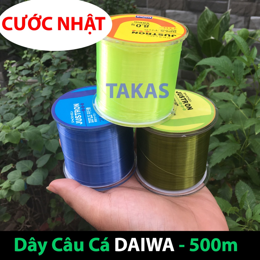 cuoc cau ca,cước câu cá tàng hình Daiwa Justron dài 500m ( màu ngẫu nhiên xanh,trắng)