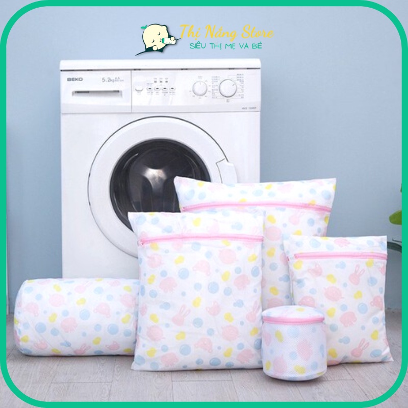 Túi Lưới Giặt Đồ Lót, Quần Áo Cao Cấp (Túi Giặt Phẳng &amp; Trụ Tròn), Túi Giặt Bảo Vệ Quần Áo Có Hoa Văn - Nhiều Kích Cỡ