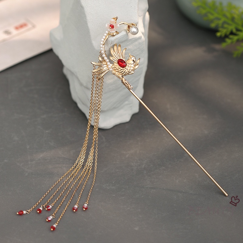 Trâm Cài Tóc Tua Rua Vàng Phong Cách Trung Hoa Cổ Điển Cho Nữ