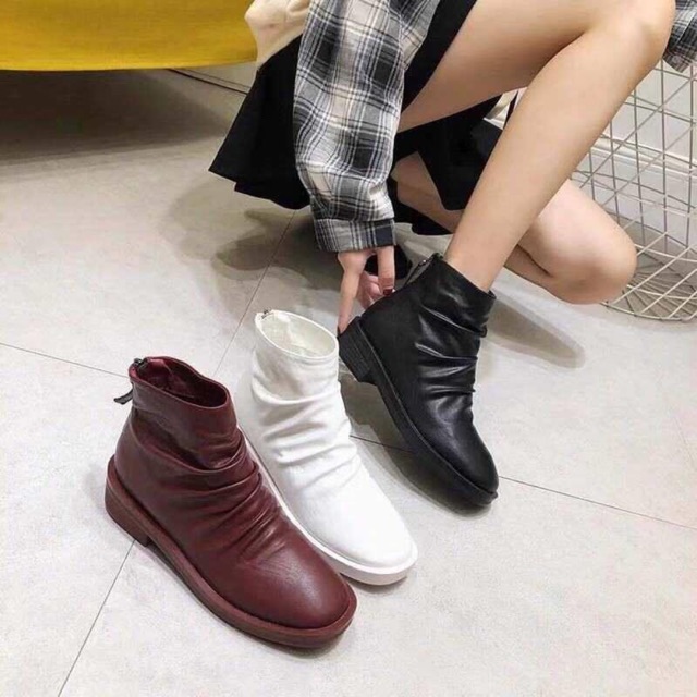 Boots da cổ nhăn màu trắng (fullbox)