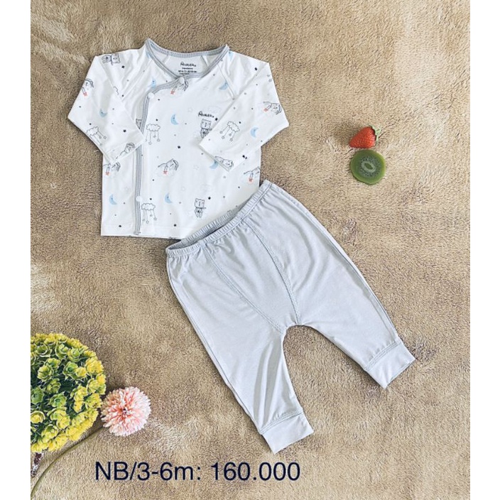 Avaler -   Bộ dài tay cài chéo sợi tre cho bé 3-7kg