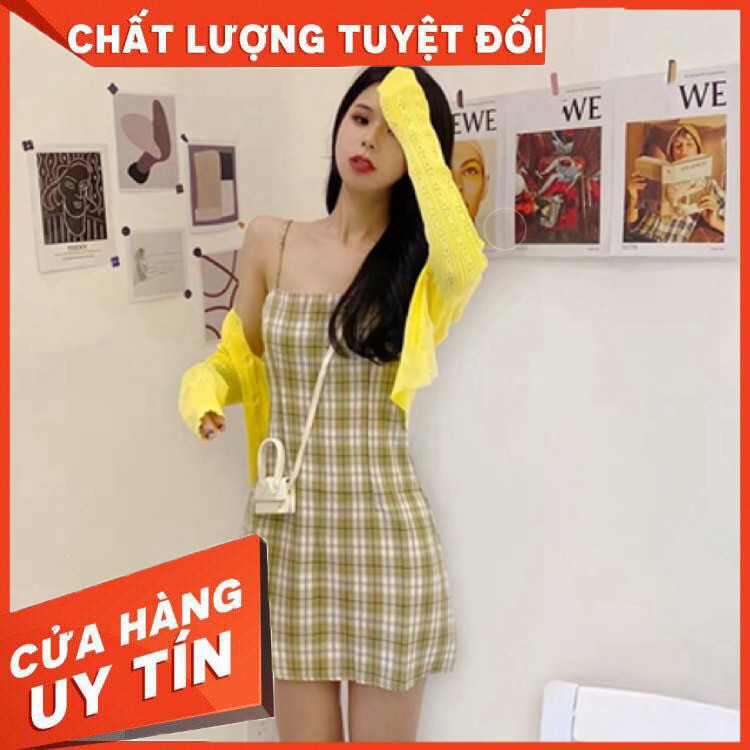 Váy 2 dây kẻ caro