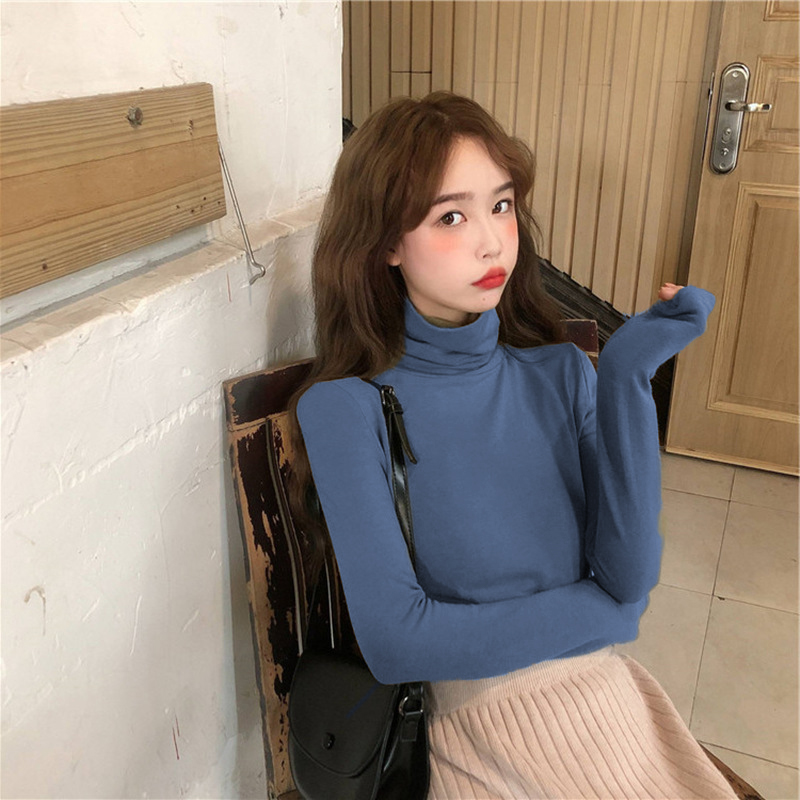 Áo thun SUXI tay dài cổ cao thời trang mùa thu trẻ trung dành cho nữ