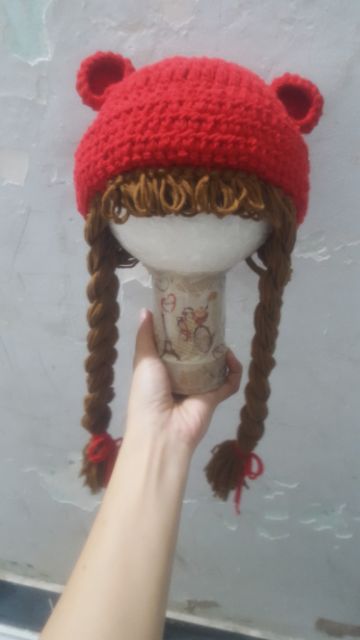 Nón len gấu 2 bính tóc