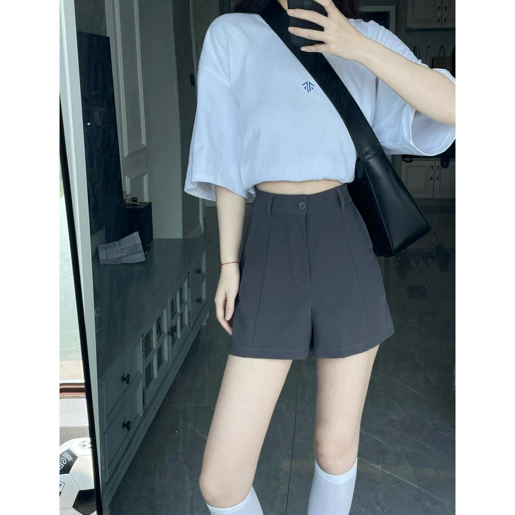 Quần ngắn ống rộng Màu Xám Thời Trang Mùa Hè Dành Cho Nữ