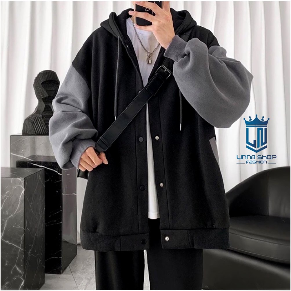 Áo khoác nam phối tay nỉ loại 1 cao cấp áo khoác hoodie hàn quốc có nón nam nữ mặt được vải dày thấm hút mồ hôi.