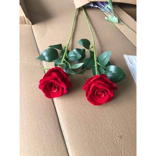 hoa hồng nhung lụa cành 1 bông 70cm