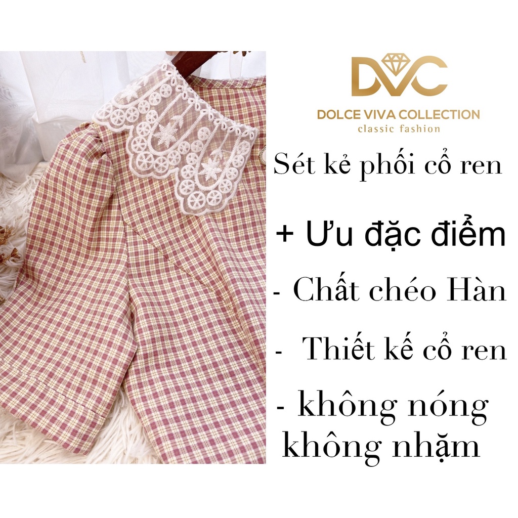 Set áo kẻ cổ ren trắng S2604 - DOLCE VIVA COLLECTION