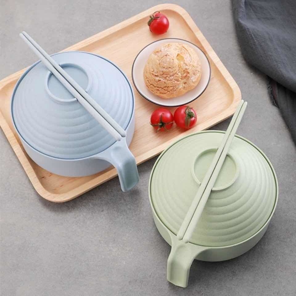 Bát mì ăn liền Wheat Straw Kí túc xá sinh viên có nắp Bộ tô mì ăn liền có nắp đậy  Crthl