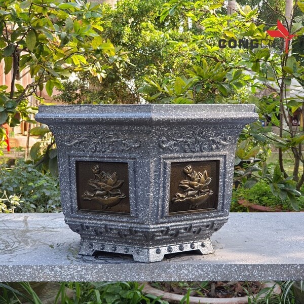 Khuôn Đúc Chậu Xi Măng Lục Giác 38 Phúc - Lộc - Thọ - Sen - Tết - Tài