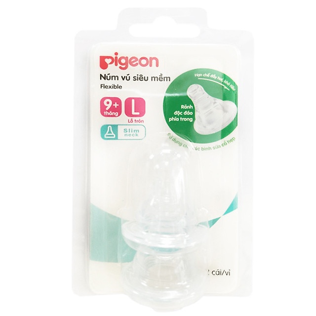 Combo 2 Núm Ty Silicone Siêu Mềm Pigeon - size L