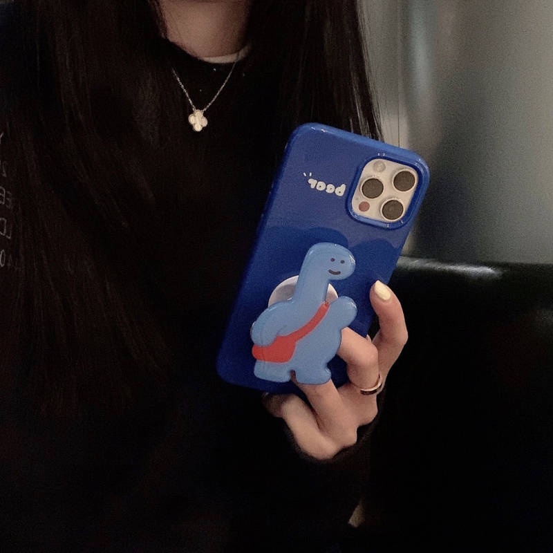 Korean Ins Cute Dinosaur Bracket 13 Apple 12Promax Phone Case for Iphone11 Couple X Soft 14 Bd1V