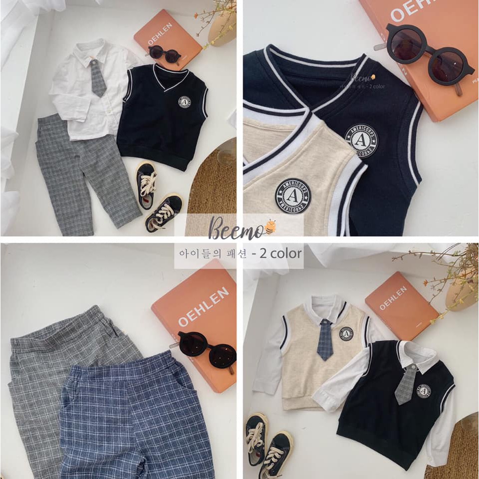 Set 4 chi tiết gile bé trai