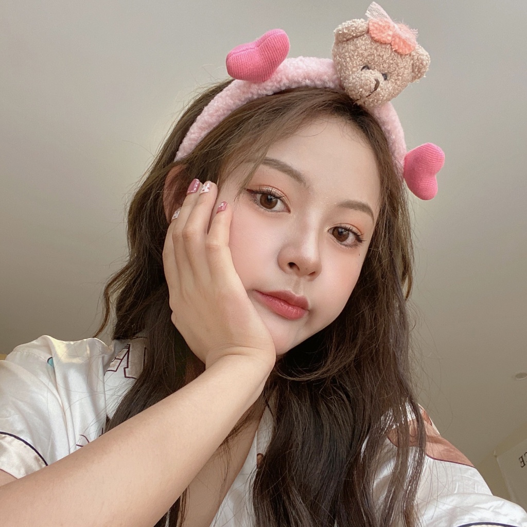 Bờm tóc , Băng Đô Rửa Mặt  gấu trái tim Hàn Quốc cute PT12