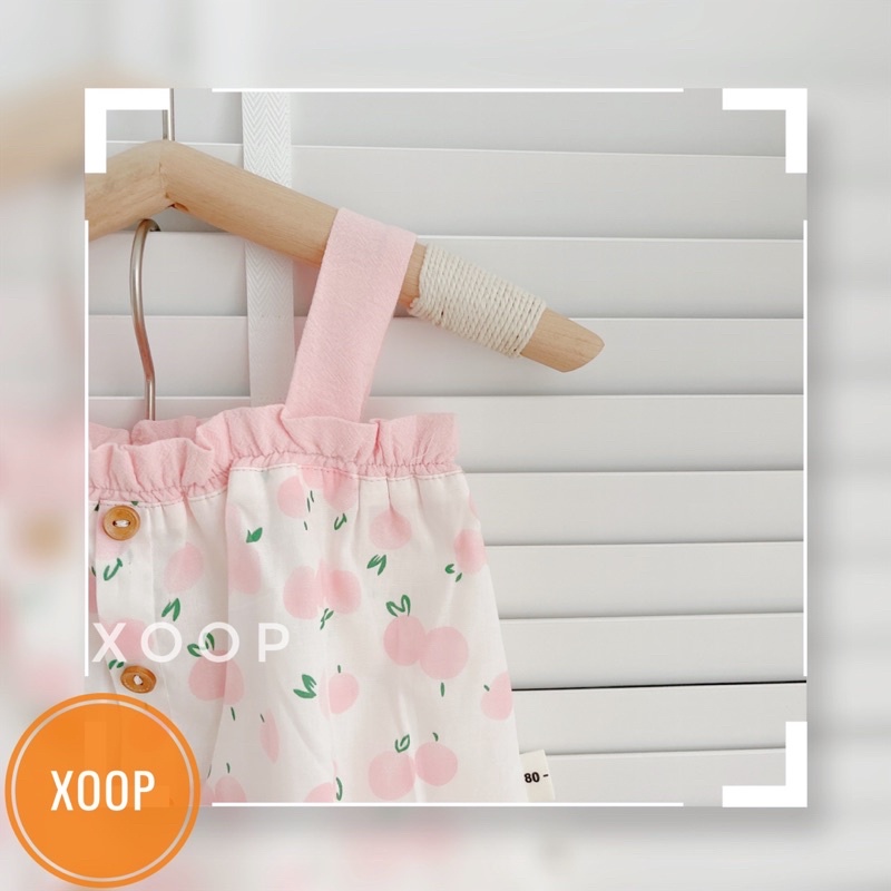 Bộ 2 dây viền màu in quả cúc gỗ cho bé gái xịn đẹp(8-22kg)