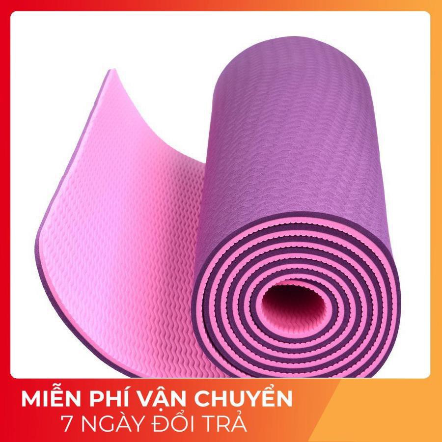 THẢM YOGA 2 MẶT CAO CẤP THẢM TẬP YOGA TPE 2 LỚP 6MM CAO SU NON CÓ TÚI ĐỰNG THỜI TRANG