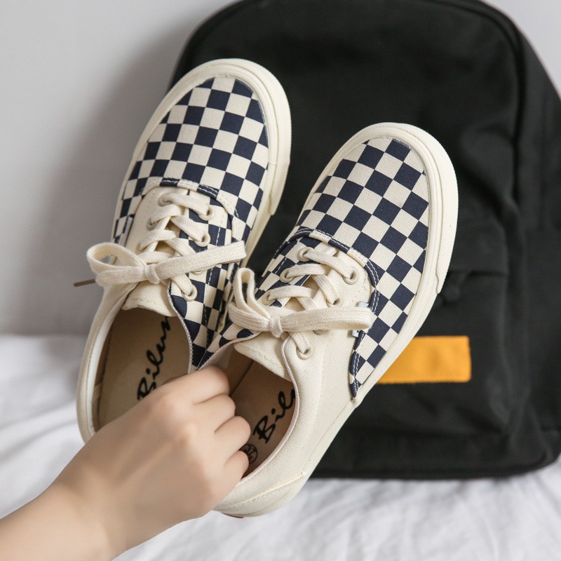 Giày thể thao van caro buộc dây QC, giày bata van caro classic nam nữ full box