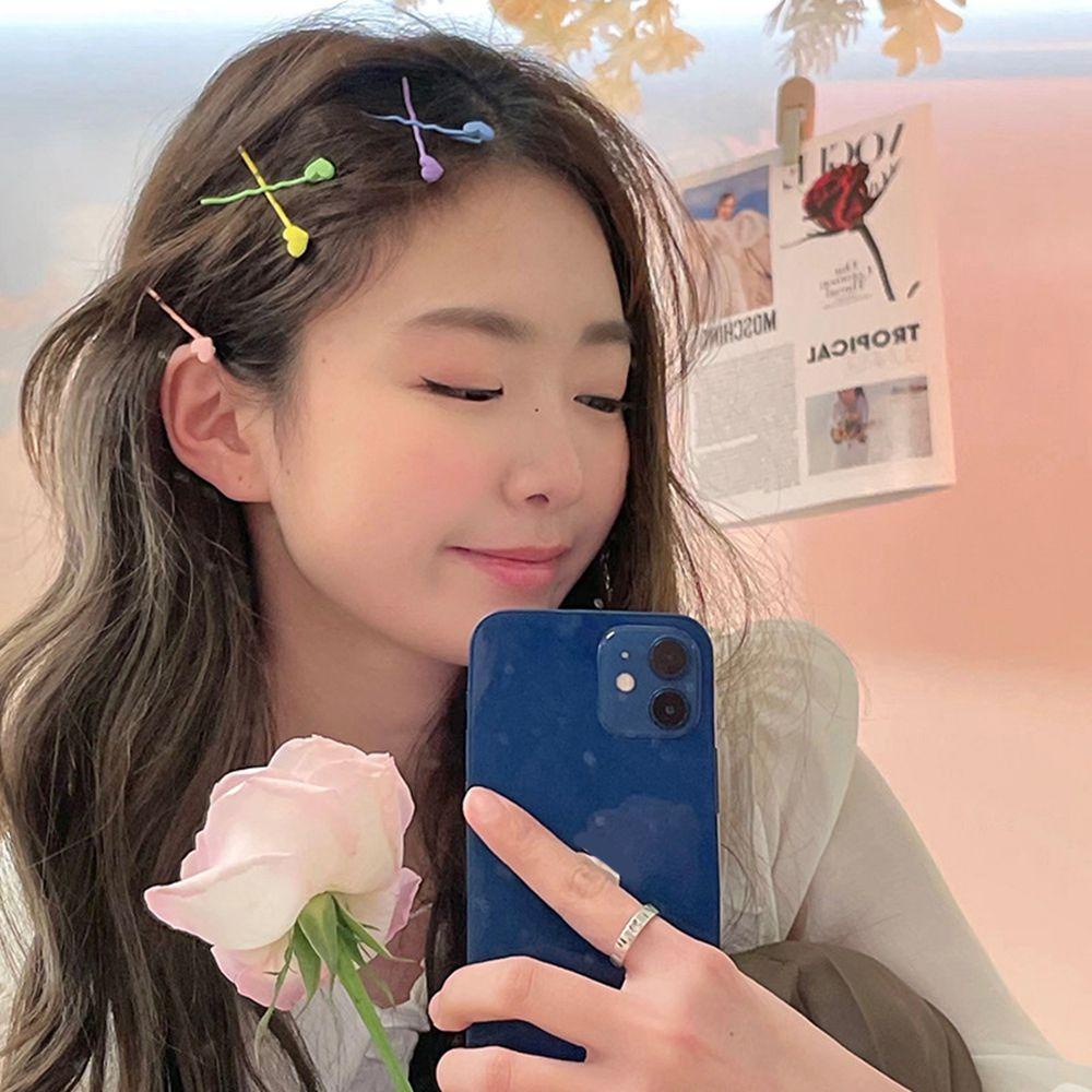 Kẹp Tóc Hình Nơ Mặt Cười / Trái Tim / Chuột mickey Màu Kẹo Ngọt Ngào Dễ Thương Phong Cách Hàn Quốc Cho Bé Gái