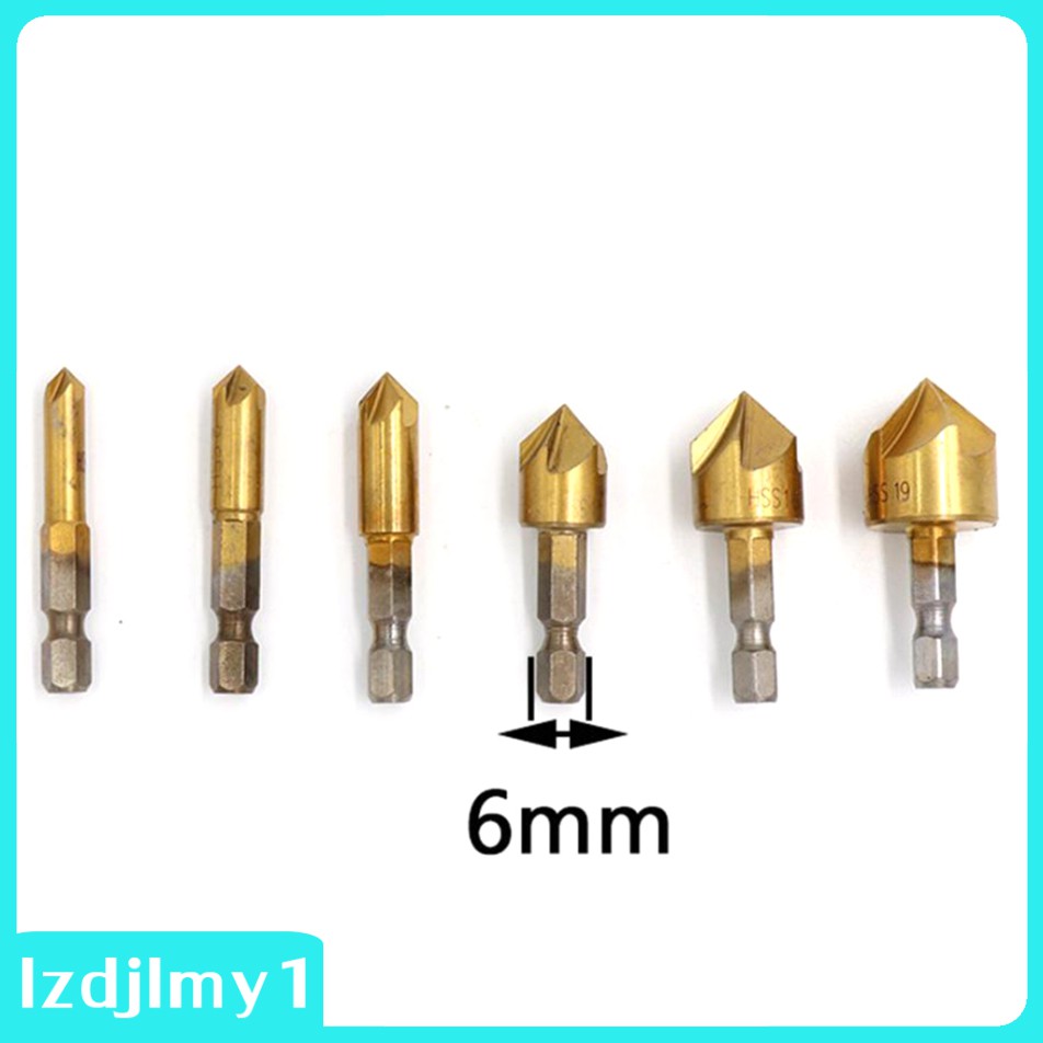 BITS Set 6 Mũi Khoan Kích Thước Lớn 6 / 8 / 9 / 12 / 16 / 19mm Cho Vật Liệu Gỗ