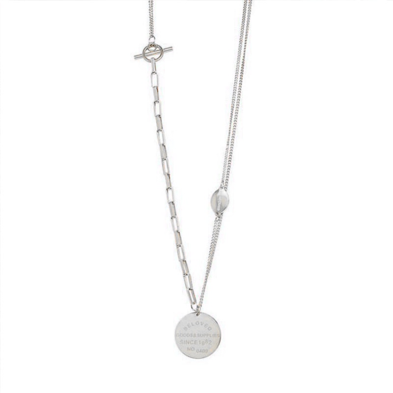 Vòng cổ Bằng Thép Titan Mặt Tròn Khắc Chữ Thời Trang