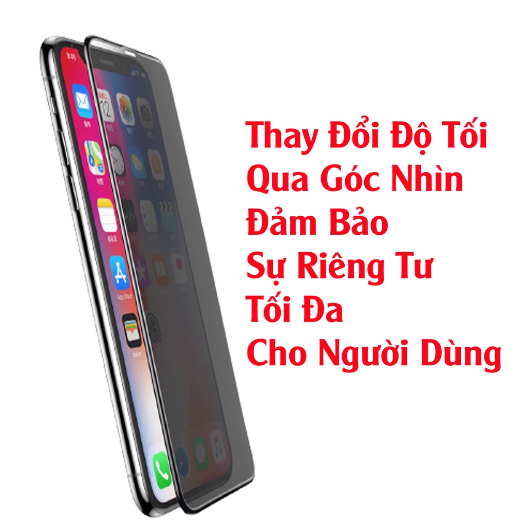 Kính cường lực Chống Nhìn Trộm TÊ GIÁC CHÍNH HÃNG 6/6plus/6s/6splus/7/7plus/8/8plus/x/xr/xs/11/12/13/pro/max/plus/promax