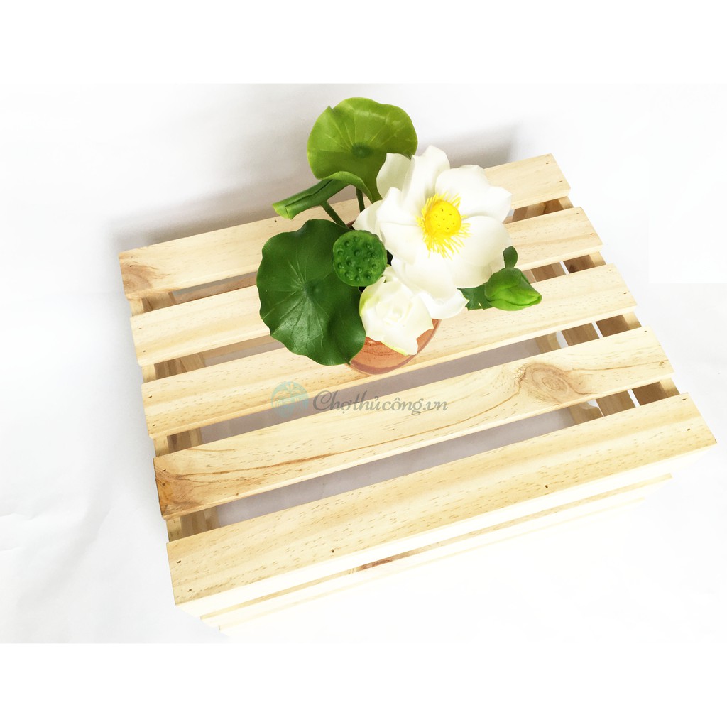 Thùng gỗ Pallet size S D30xR20xC16cm đựng đồ trang trí homestay- Kệ decor đa năng mới 100%