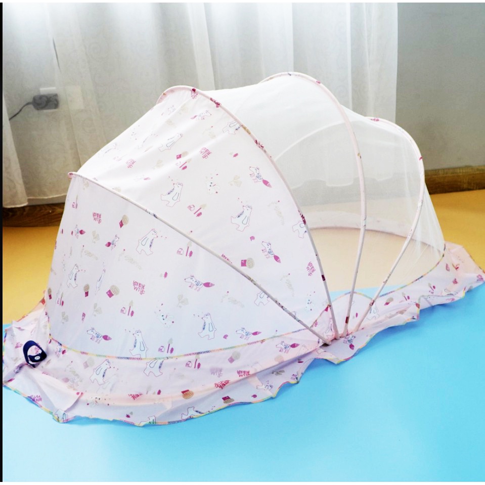 Mùng Chụp Gấp Gọn, Màn Gấp Gọn Hình Gấu Cao Cấp Chống Muỗi, Chống Côn Trùng, Bảo Vệ Giấc Ngủ Của Bé