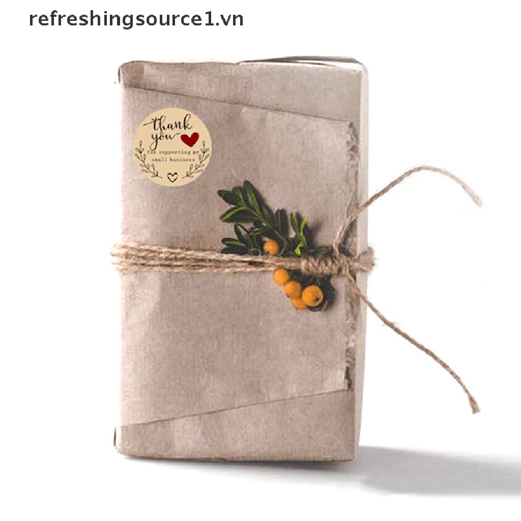 Bộ 500 miếng dán niêm phong hình tròn in chữ Thank You handmade bằng giấy kraft
