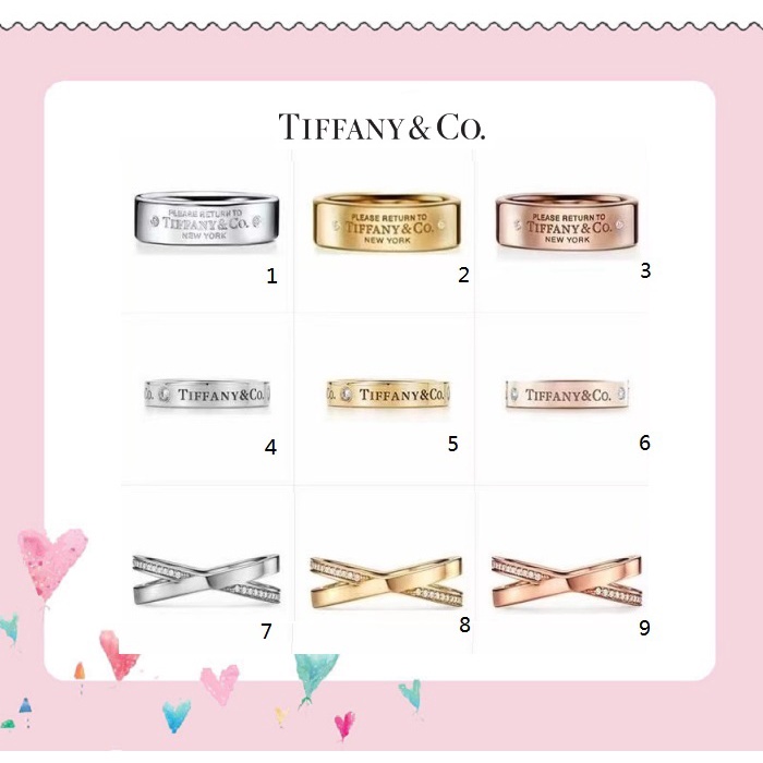 Rose Gold And Butterfly Love Rings Tiffany 18K Sterling Silver & Yellow