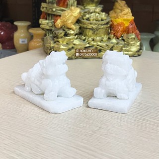 Cặp tỳ hưu phong thủy đá trắng non nước 8cm
