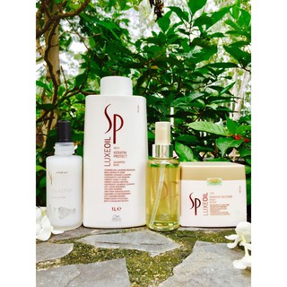 Trọn bộ 4 sản phẩm dưỡng tóc khô xơ Wella SP Luxe Oil 1000ml