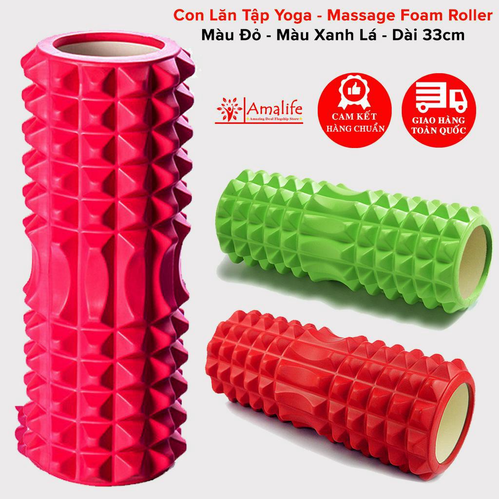 [Loại Ngắn 33cm – Chọn Màu] Con Lăn Yoga Massage Foam Roller - Ống Trụ Lăn Xốp Tập Thể Thao Giãn Cơ Có gai Roam Rollet