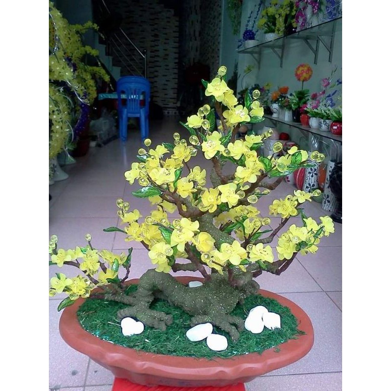 combo nguyên liệu làm cây mai bằng hoa pha lê
