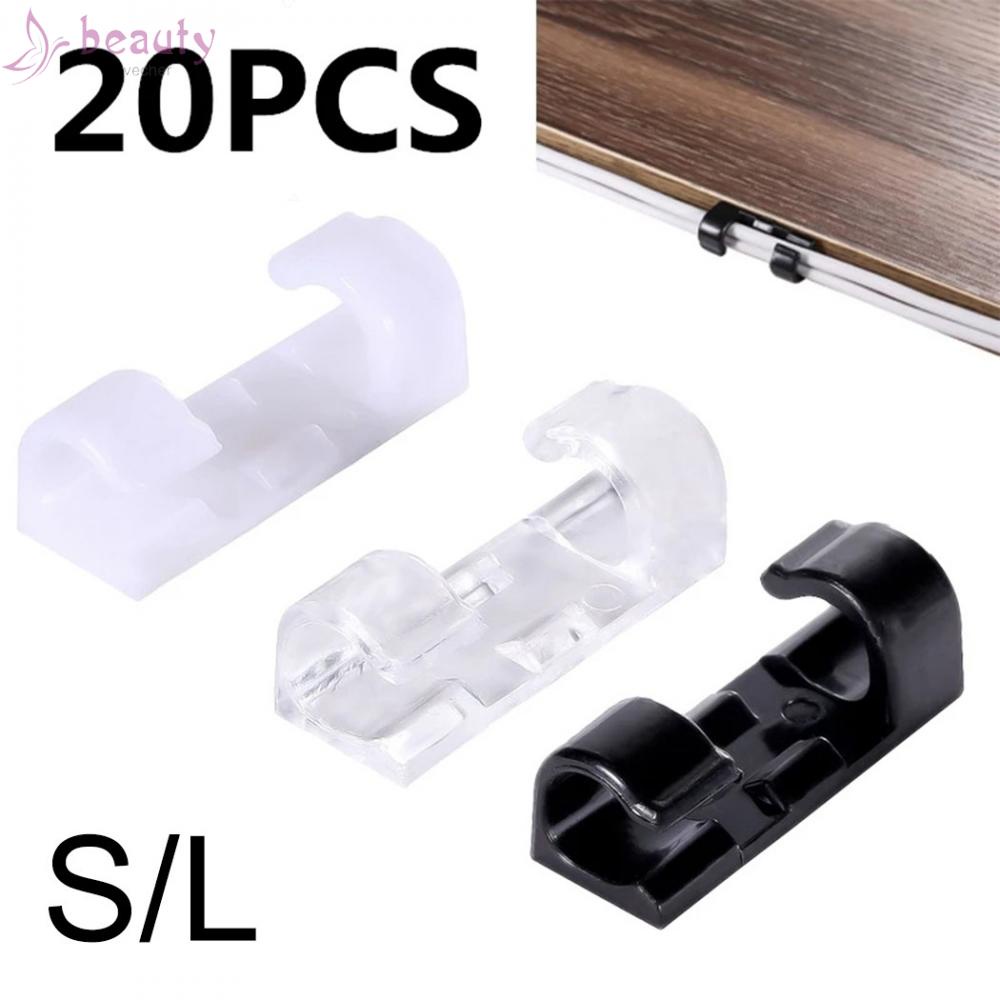 Set 20 kẹp giữ dây cáp gắn tường màu trắng/đen trong suốt