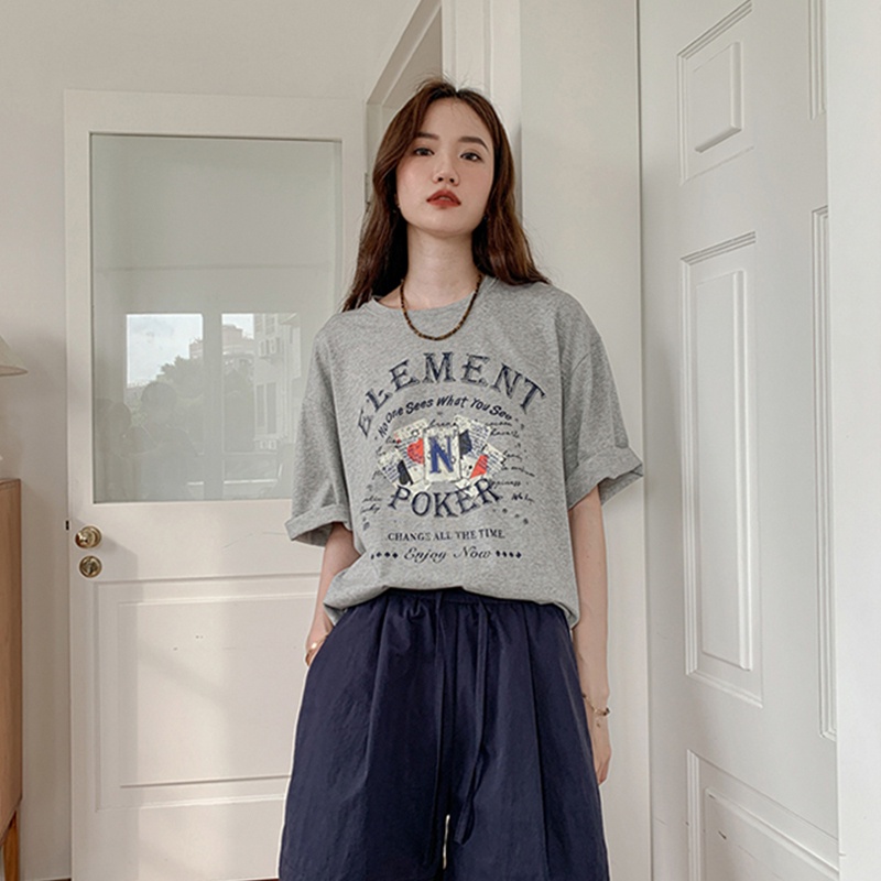 NRVP Áo Thun Cotton Tay Ngắn Cổ Tròn Màu Trơn Thời Trang Dành Cho Nữ