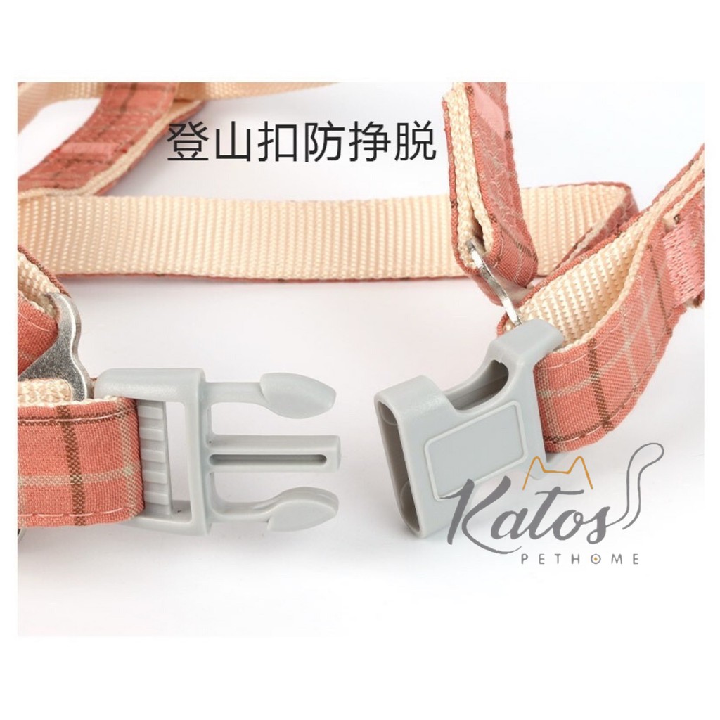 Dây dắt yếm sọc caro cho chó mèo