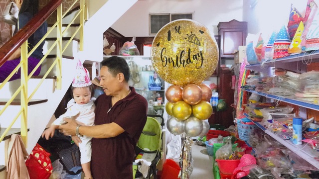 Combo bóng jumbo kim tuyến in chữ decal kèm nguyên liệu tự làm