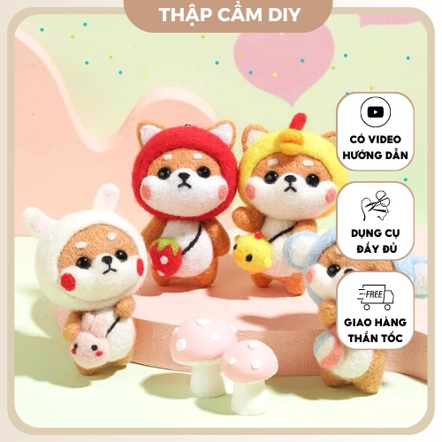 Len Chọc Handmade, Bộ Kit Len Chọc  Shiba 12 Con Giáp