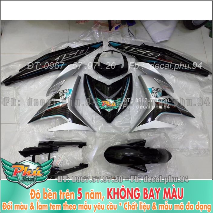 Tem rời Exciter 150 Y15ZR bạc đen xanh (X) -1