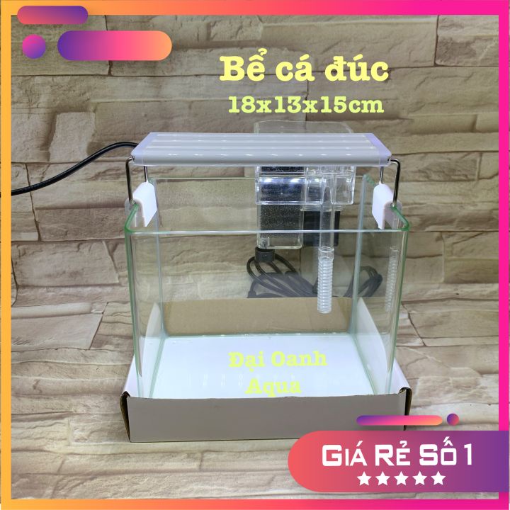 Bể Cá Chữ Nhật 18cm Kính Đúc Bo Góc Đẹp - Bể Cá Mini Dài 18cm